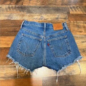 Levi's 501 Blue Denim High-Waist Cutoff Shorts